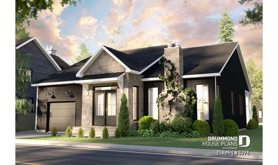 front - BASE MODEL - Cozy 2 beds / 2 baths farmhouse plan with 9' ceiling, pantry and laundry room on main floor - Duluth
