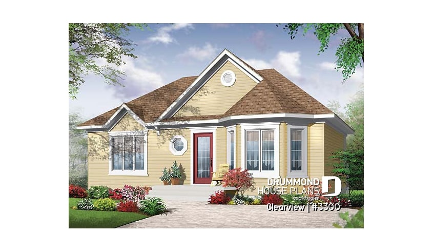 front - BASE MODEL - Country style, affordable 2 bedroom bungalow with full daylight basement - Clearview