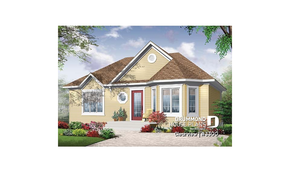 front - BASE MODEL - Country style, affordable 2 bedroom bungalow with full daylight basement - Clearview