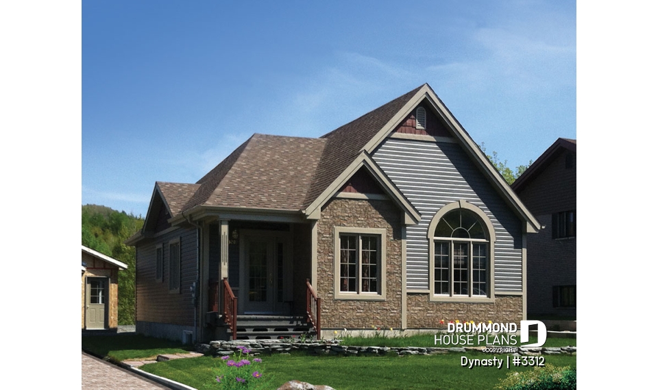 front - BASE MODEL - european style bungalow with two large bedrooms and open floor plan concept, ideal for narrow lot - Dynasty