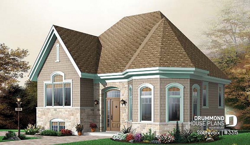 front - BASE MODEL - Small manor, 2 bedrooms, cathedral ceiling, built-in book shelves - Sabrevoix