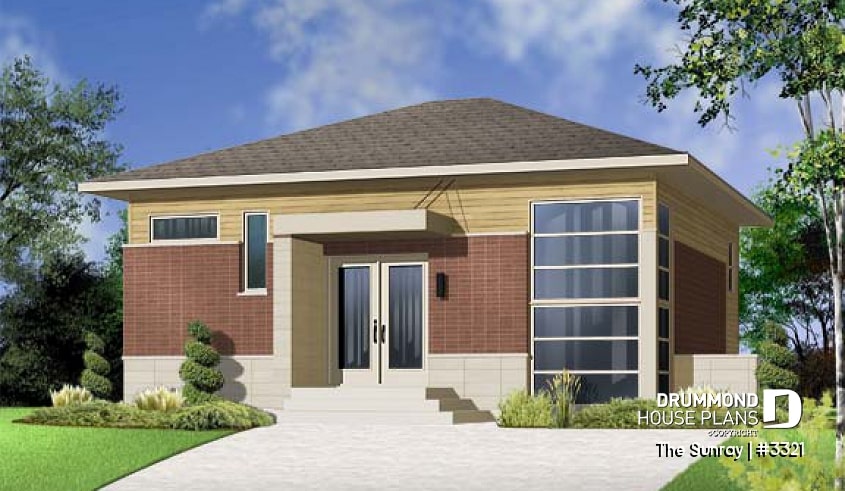 front - BASE MODEL - Single storey 3 bedroom contemporary with finished basement - The Sunray
