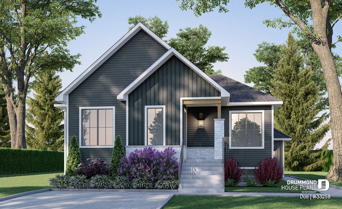 front - BASE MODEL - Single storey with a one-bedroom bachelor in the daylight basement, ideal for first-home buyers! - Duo