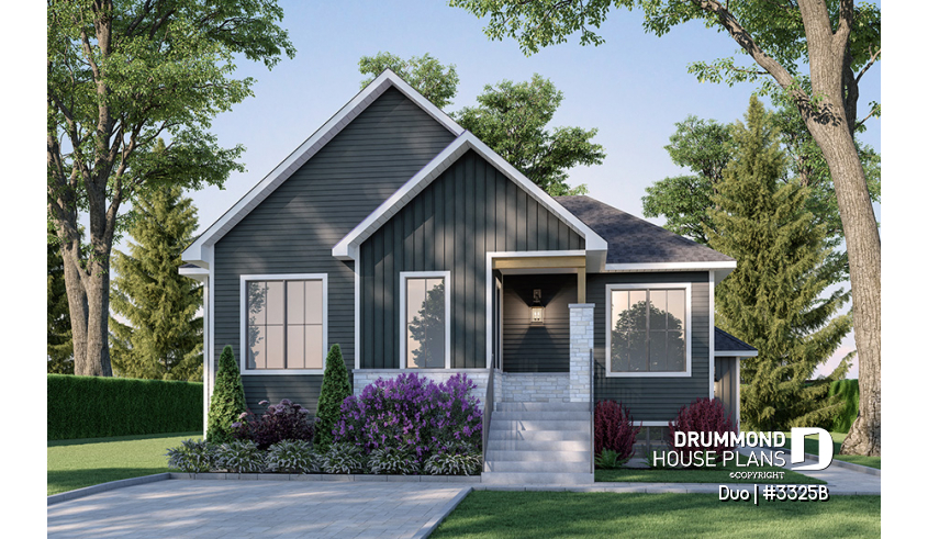 front - BASE MODEL - Single storey with a one-bedroom bachelor in the daylight basement, ideal for first-home buyers! - Duo