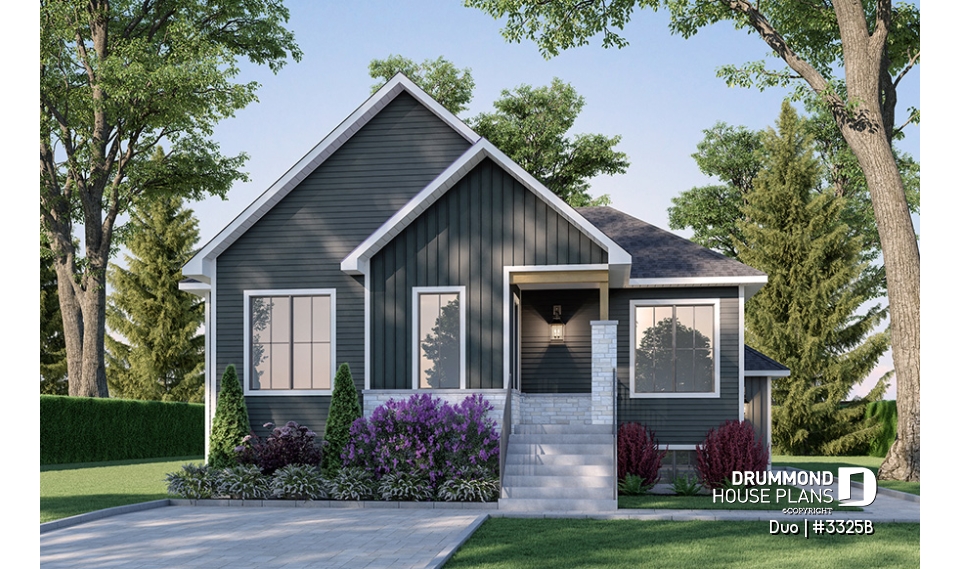 front - BASE MODEL - Single storey with a one-bedroom bachelor in the daylight basement, ideal for first-home buyers! - Duo