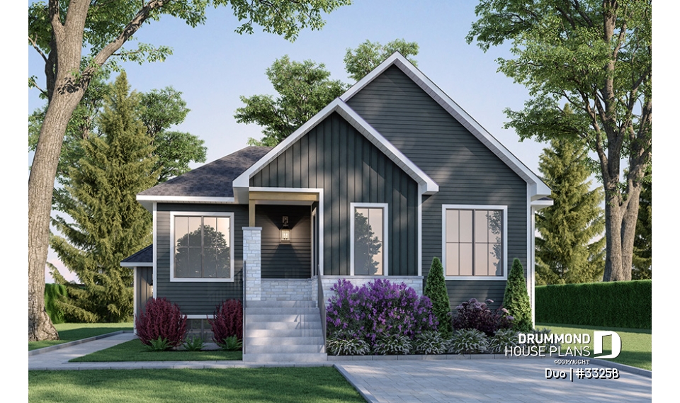 front - BASE MODEL - Single storey with a one-bedroom bachelor in the daylight basement, ideal for first-home buyers! - Duo