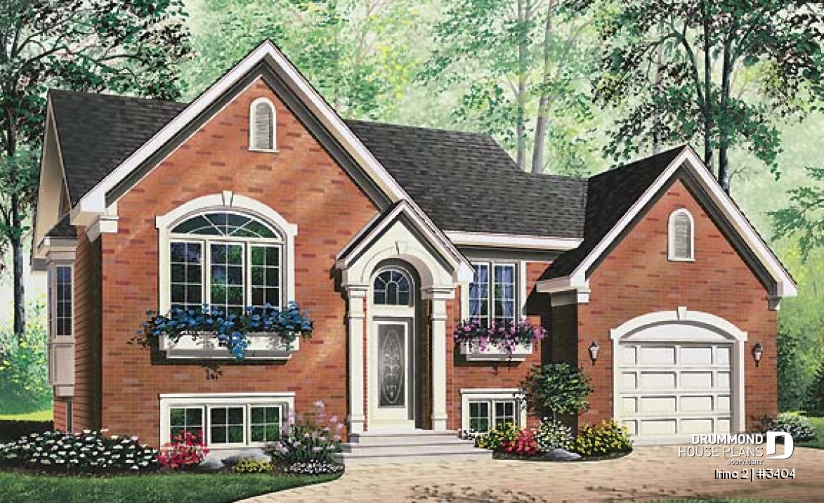front - BASE MODEL - Spacious 2 bedroom one-storey house plan with garage - Irina 2