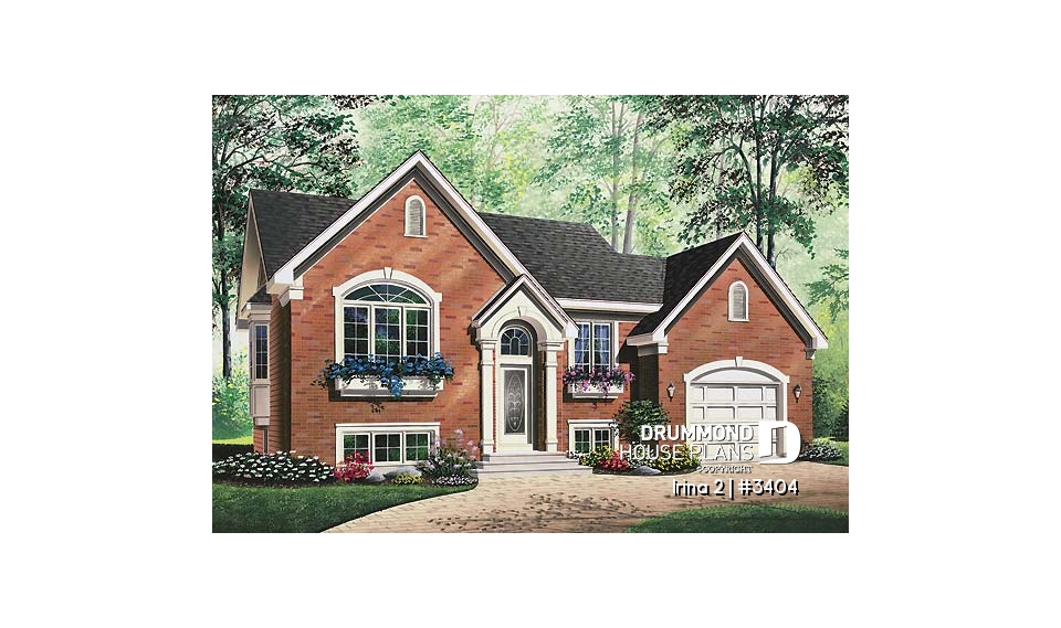 front - BASE MODEL - Spacious 2 bedroom one-storey house plan with garage - Irina 2