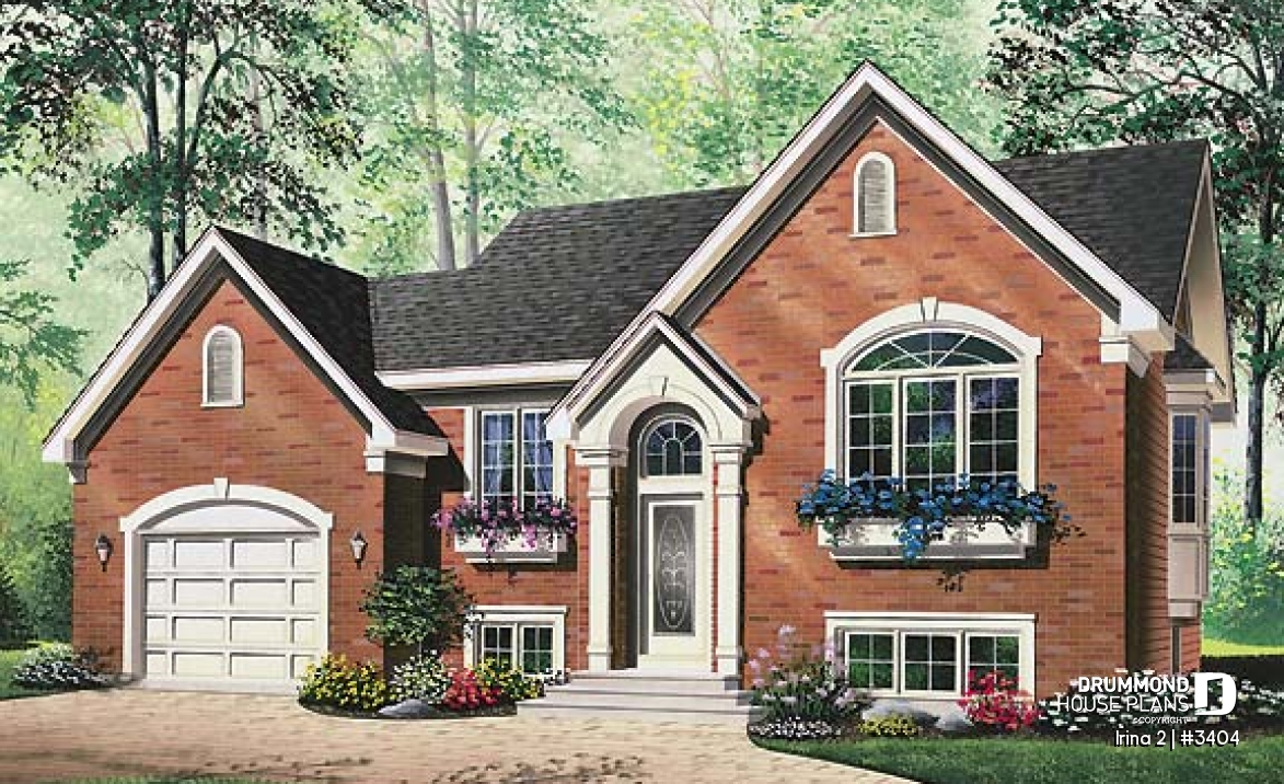 front - BASE MODEL - Spacious 2 bedroom one-storey house plan with garage - Irina 2