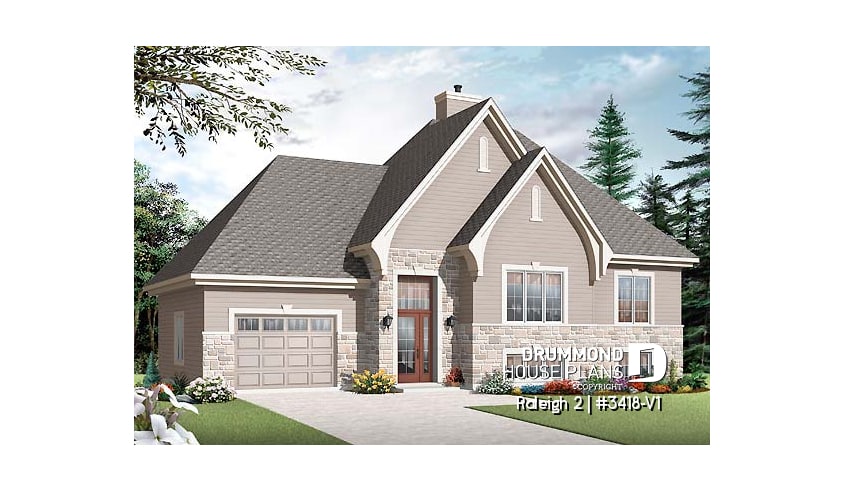 front - BASE MODEL - Split level country home, 2 to 4 bedrooms, 2 family rooms, central fireplace, ample storage, garage - Raleigh 2