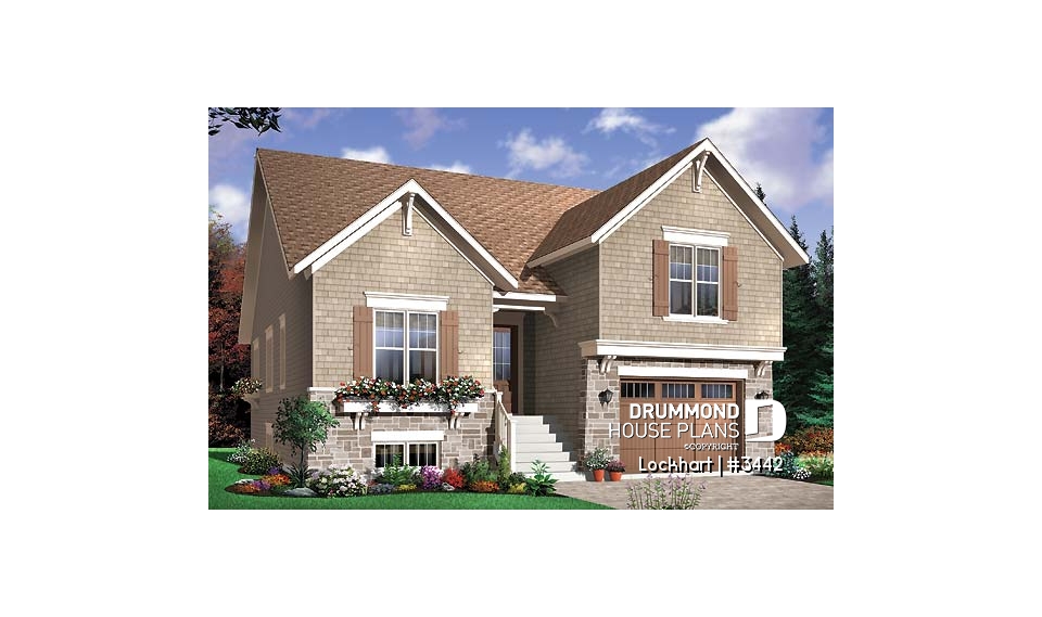 front - BASE MODEL - Craftsman 3 bedroom with double garage, fireplace &amp; triple patio doors - Lockhart