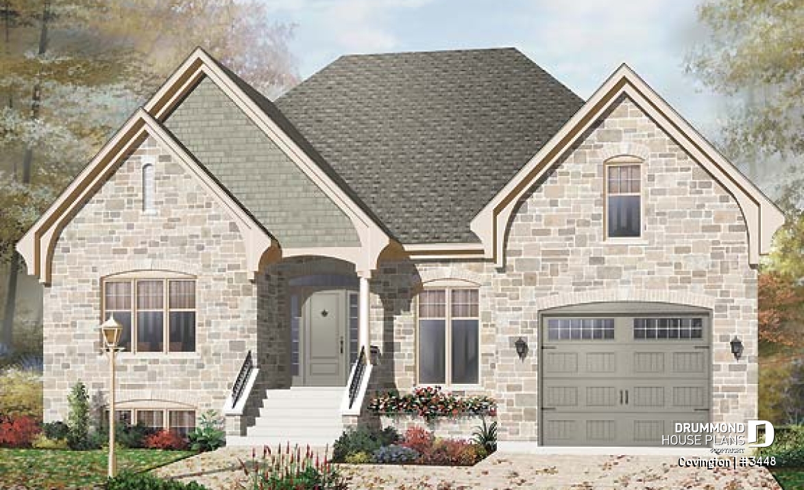 front - BASE MODEL - Single storey, 2 bedroom Craftsmanwith garage and bonus space - Covington