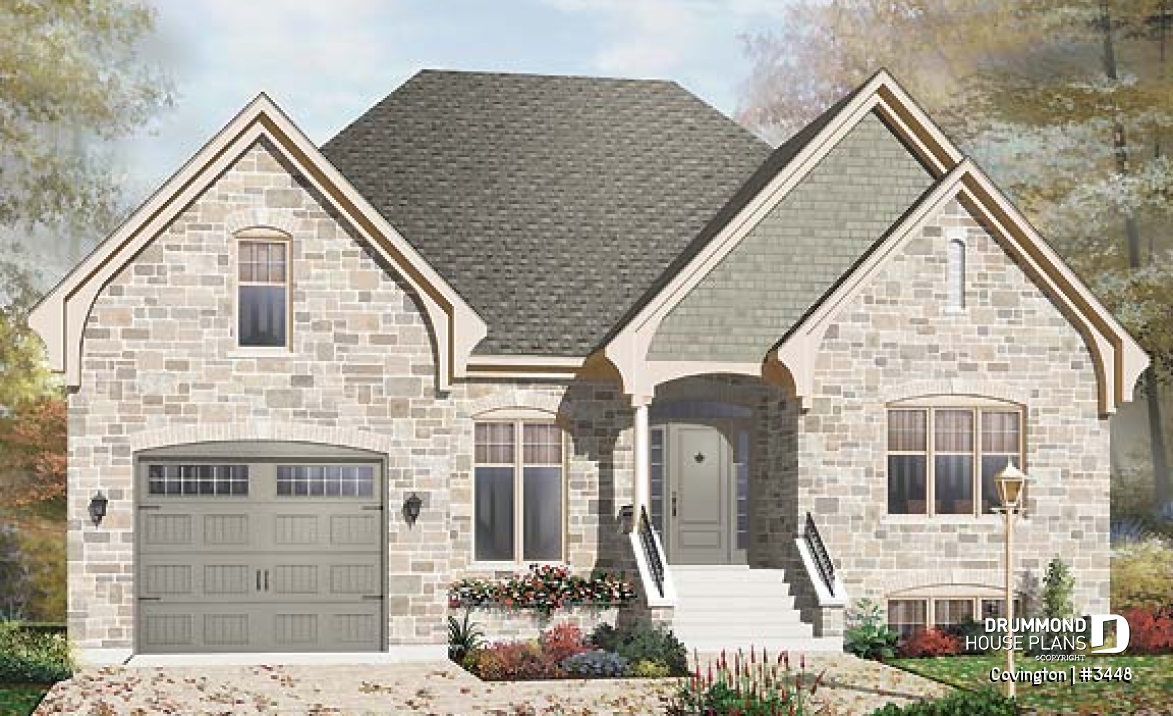 front - BASE MODEL - Single storey, 2 bedroom Craftsmanwith garage and bonus space - Covington