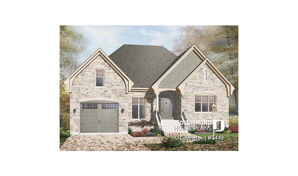 front - BASE MODEL - Single storey, 2 bedroom Craftsmanwith garage and bonus space - Covington