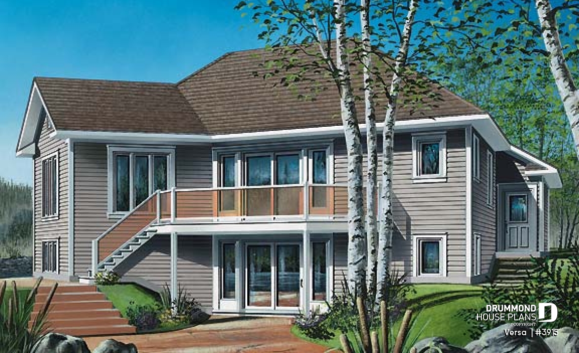 Rear view - BASE MODEL - Ranch style with one bedroom and unfinished walkout basement. - Versa 