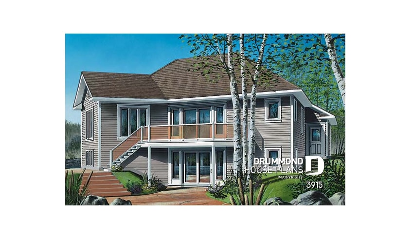 Rear view - BASE MODEL - Ranch style with one bedroom and unfinished walkout basement. - Versa 