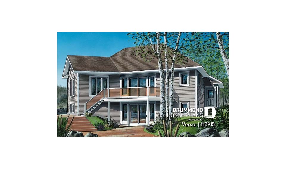 Rear view - BASE MODEL - Ranch style with one bedroom and unfinished walkout basement. - Versa 