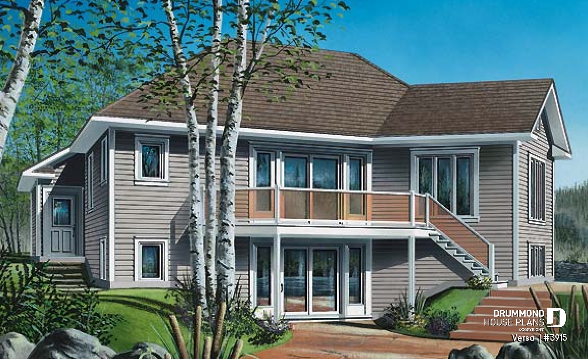 Rear view - BASE MODEL - Ranch style with one bedroom and unfinished walkout basement. - Versa 