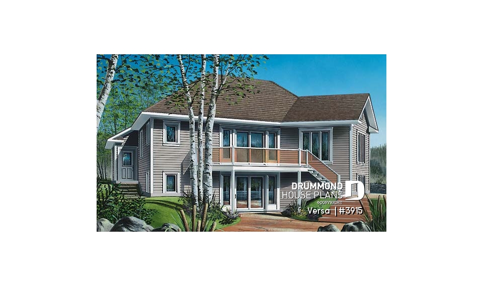 Rear view - BASE MODEL - Ranch style with one bedroom and unfinished walkout basement. - Versa 