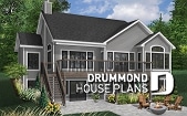 Rear view - BASE MODEL - Lakefront house plan with  1 to 4+ bedrooms, 2 fireplaces, large terrace - Maple Bay 2