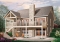 Rear view - BASE MODEL - Transitional style Cottage house plan, cathedral ceilings, fireplace, large deck, unfinished walkout  basement - Bay Breeze 3