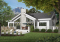 Rear view - BASE MODEL - Lakefront house plan, cathedral ceiling, 4 bedrooms, 3 bathrooms, 2 master suites, large terrace - Brookside