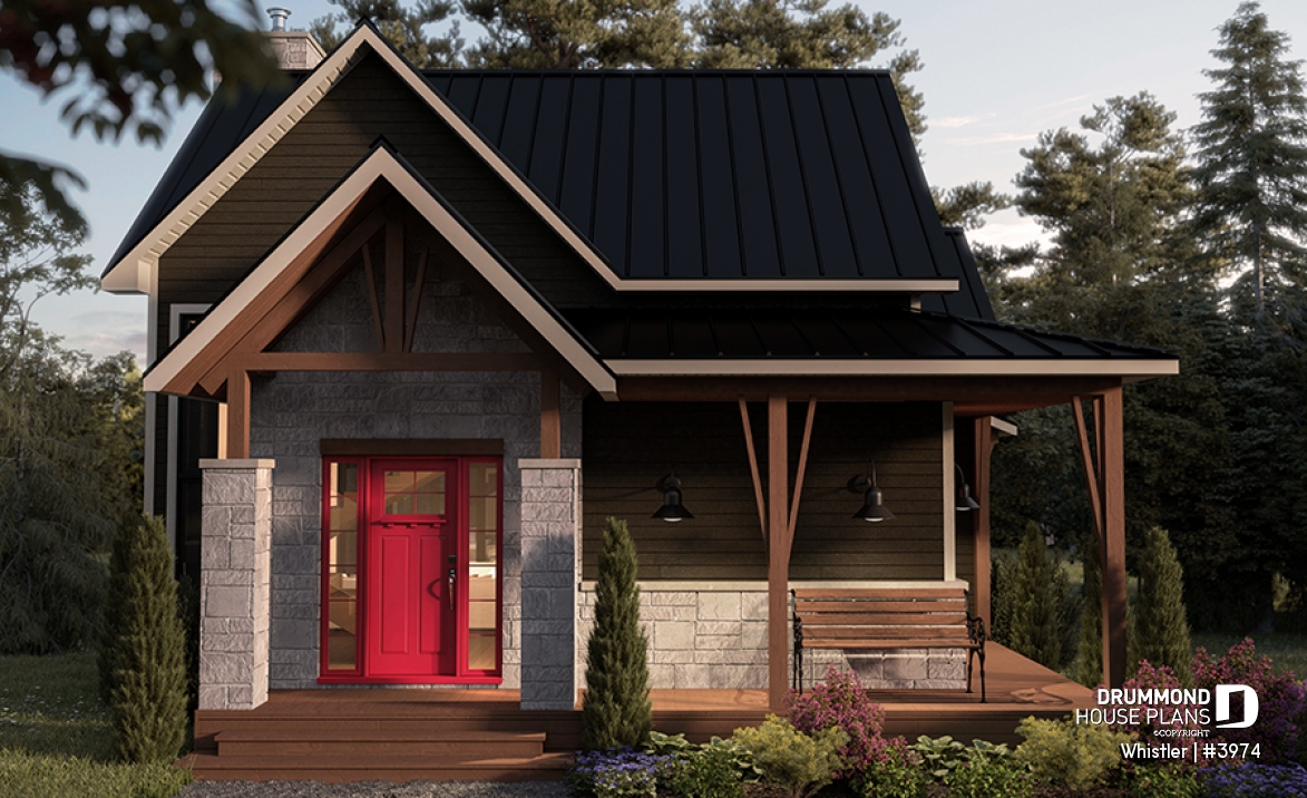 front - BASE MODEL - House plan with loft bedroom (total of 3 beds), open floor plan, fireplace and more - Whistler