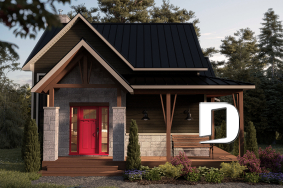 front - BASE MODEL - House plan with loft bedroom (total of 3 beds), open floor plan, fireplace and more - Whistler