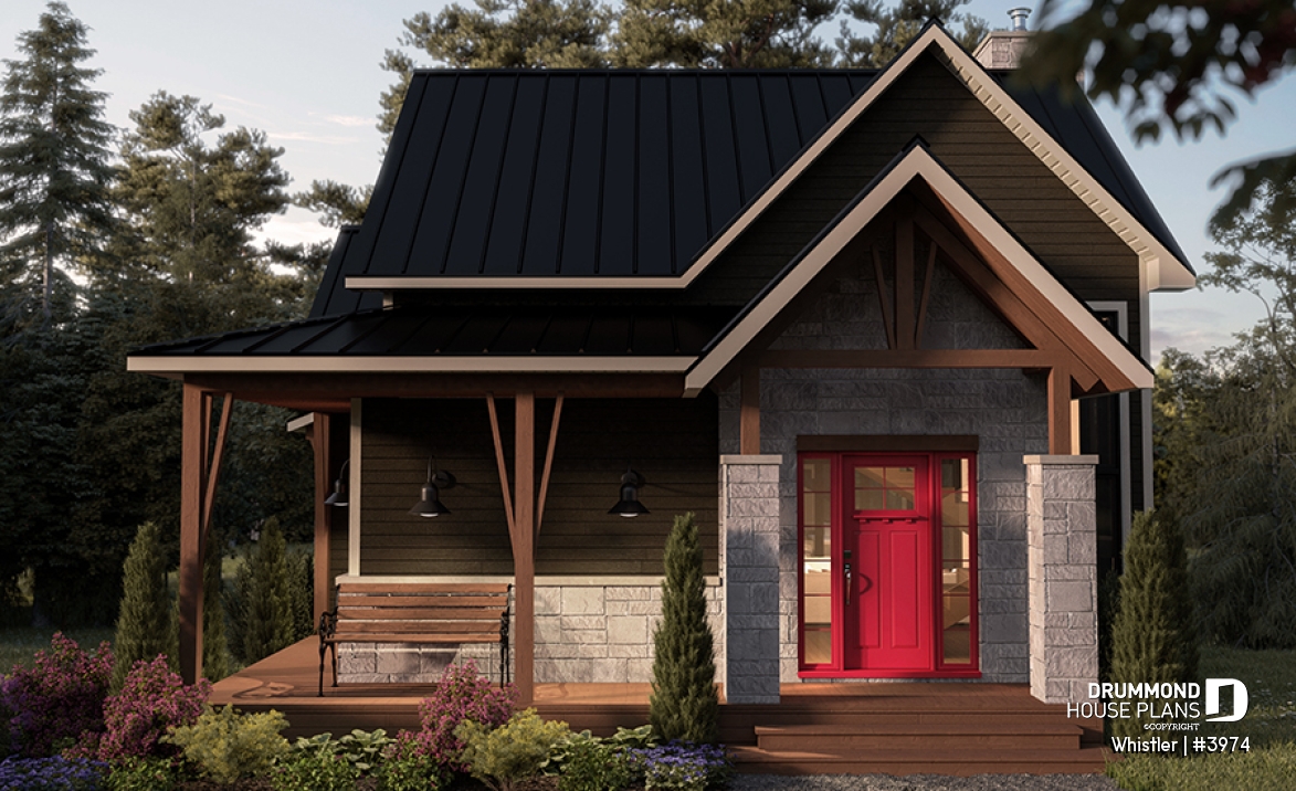 front - BASE MODEL - House plan with loft bedroom (total of 3 beds), open floor plan, fireplace and more - Whistler