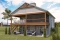 Rear view - BASE MODEL - Small Moderne House Plan with Walkout Basement, Cathedral Ceiling, 2 Fireplaces, Covered Terraces - Happy Hour