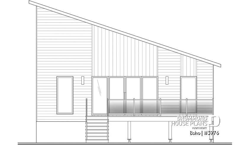 rear elevation of house plan 3976 rear elevation - Boho