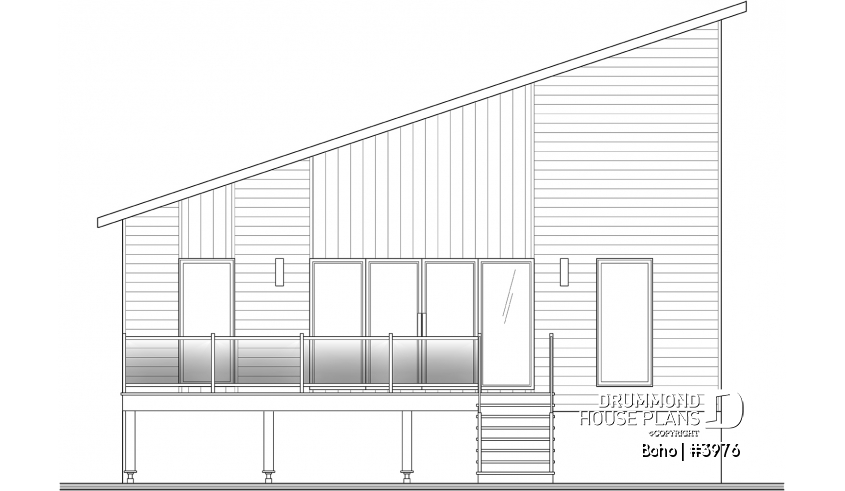 rear elevation of house plan 3976 rear elevation - Boho