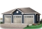 front - BASE MODEL - Simple 3-car garage plan, with garage doors at the front and the back - Carson
