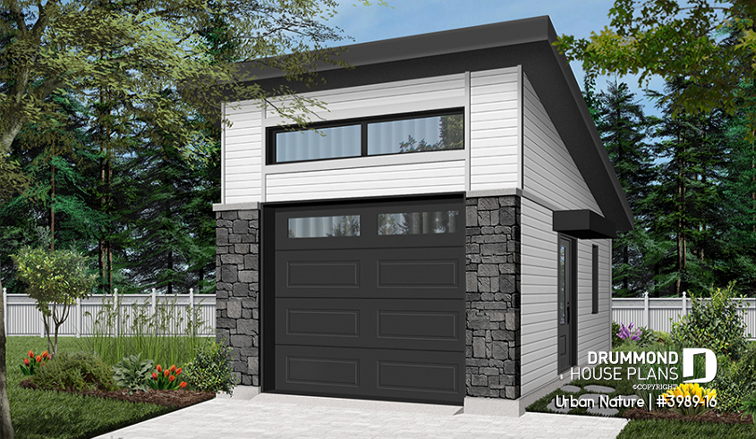 front - BASE MODEL - One-car garage, ideal for modern home design, with lots of natural lights, variable ceiling height - Urban Nature