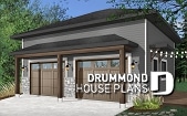 Color version 2 - Front - Two-car garage design, modern rustic style, 12' ceiling high. - Touareg