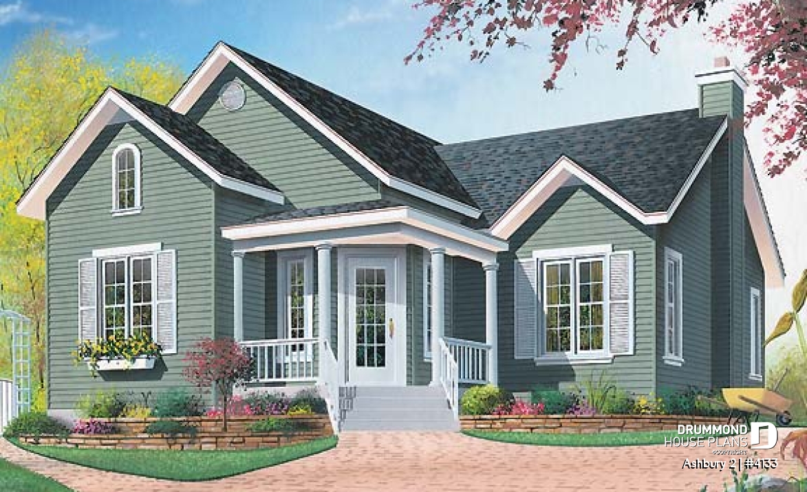 front - BASE MODEL - Country style bungalow, affordable building costs, 2 bedrooms - Ashbury 2
