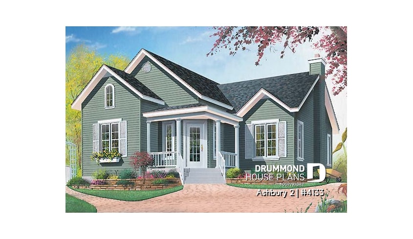 front - BASE MODEL - Country style bungalow, affordable building costs, 2 bedrooms - Ashbury 2