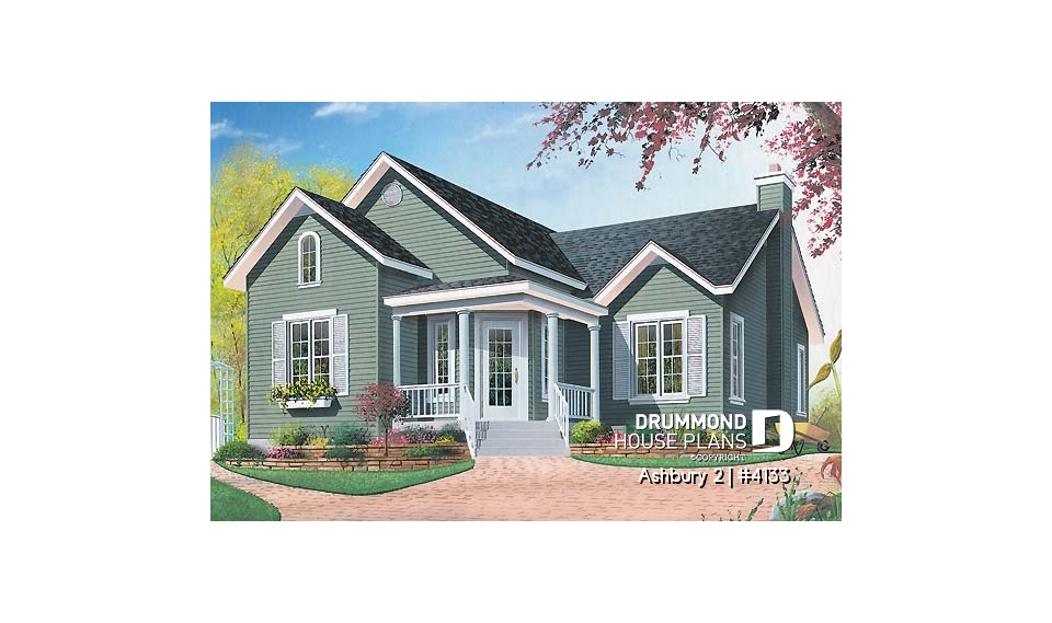 front - BASE MODEL - Country style bungalow, affordable building costs, 2 bedrooms - Ashbury 2