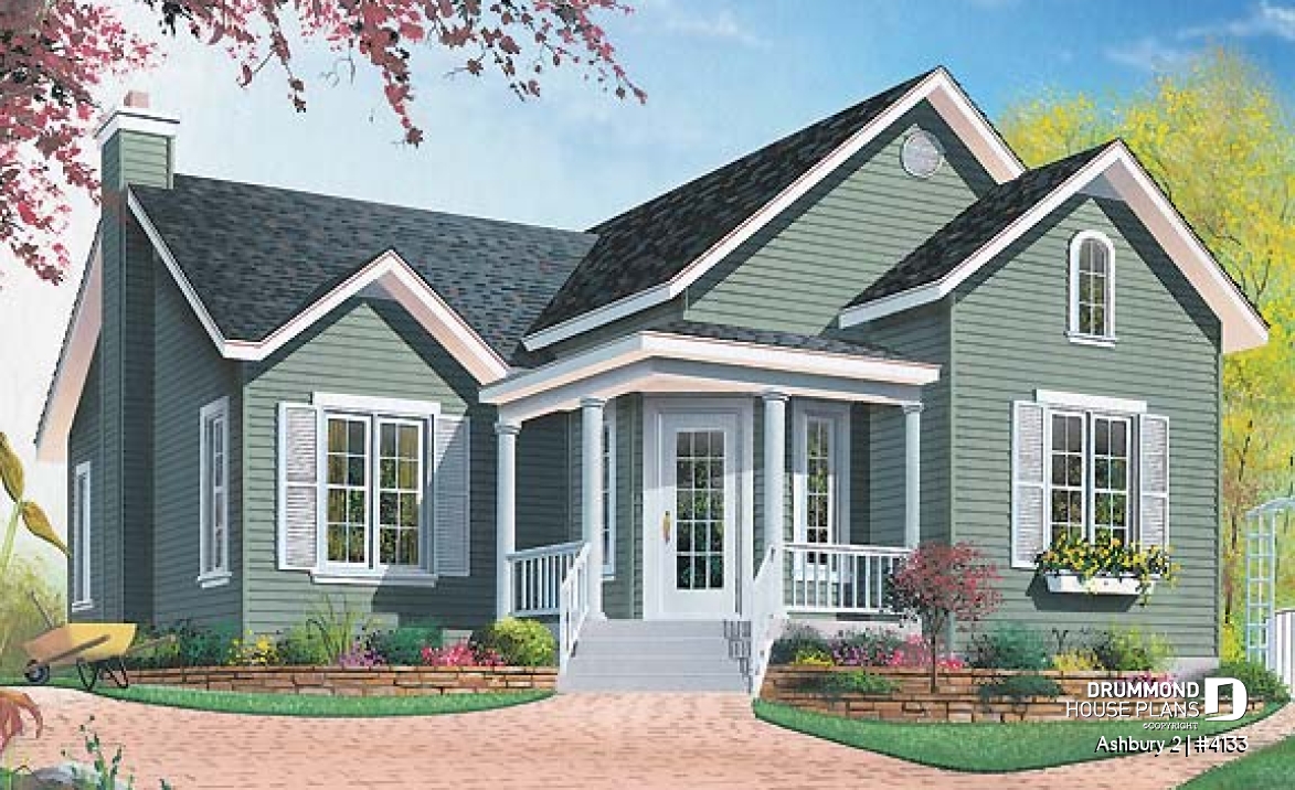 front - BASE MODEL - Country style bungalow, affordable building costs, 2 bedrooms - Ashbury 2