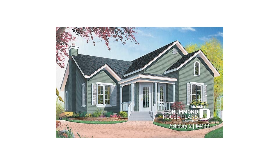 front - BASE MODEL - Country style bungalow, affordable building costs, 2 bedrooms - Ashbury 2
