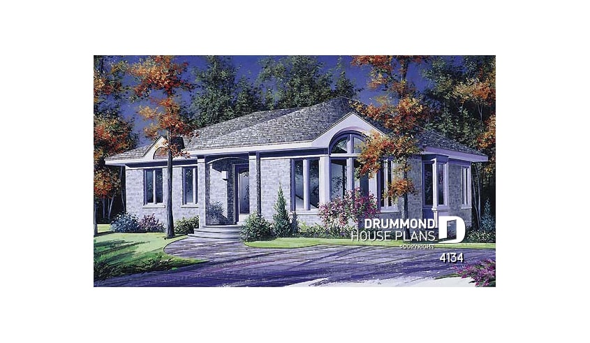 front - BASE MODEL - Modern ranch style house plan with 3 bedrooms and lots of natural light - Adelmine 2