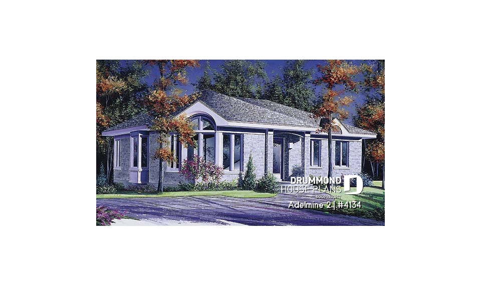 front - BASE MODEL - Modern ranch style house plan with 3 bedrooms and lots of natural light - Adelmine 2
