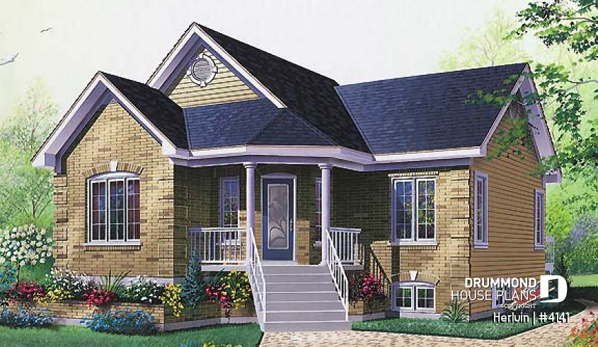 front - BASE MODEL - 2 bedroom bungalow house plan, affordable small home plan, ideal for first-home buyers - Herluin