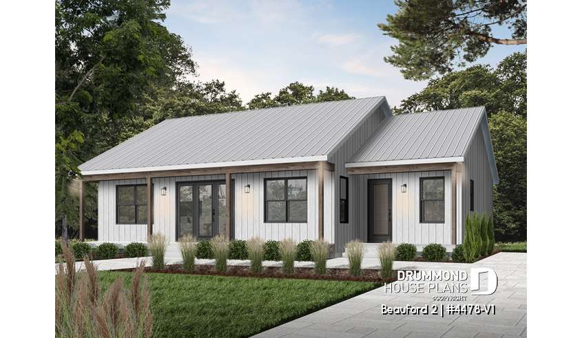 Color version 3 - Front of house plan 4478-V1 Color version 3 - Front - Beauford 2
