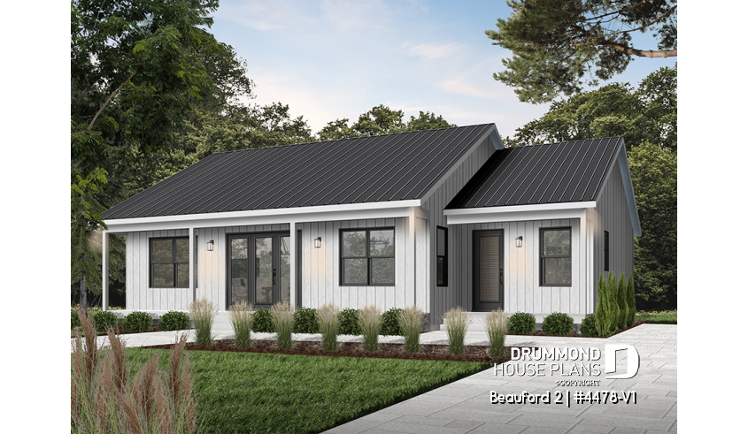 Color version 9 - Rear of house plan 4478-V1 Color version 9 - Rear - Beauford 2