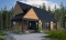front - BASE MODEL - 2 bedroom modern rustic house plan, cathedral ceiling, large covered terrace, unfinished basement - Bergen 2