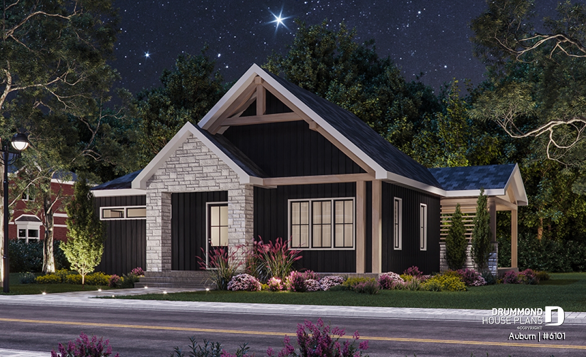 front - BASE MODEL - Charming 3 bedroom Modern Rustic home plan, optional finished basement, home theater and large covered deck - Auburn