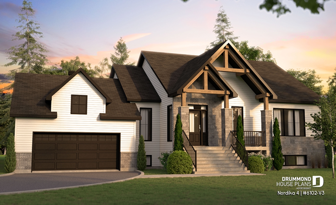 front - BASE MODEL - Nordic Craftsman Home Plan – 3 Bedrooms on One Level, Perfect for Families - Nordika 4