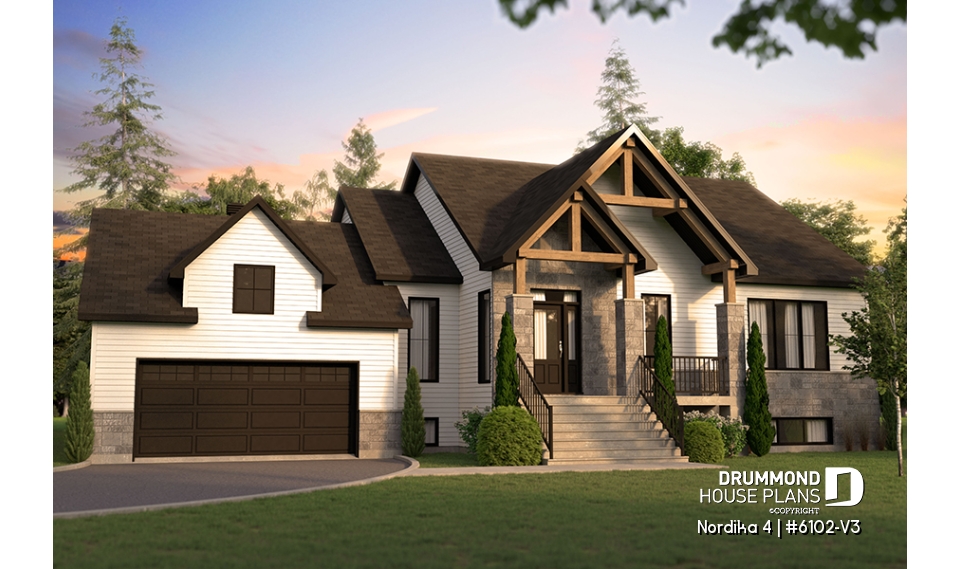 front - BASE MODEL - Nordic Craftsman Home Plan – 3 Bedrooms on One Level, Perfect for Families - Nordika 4