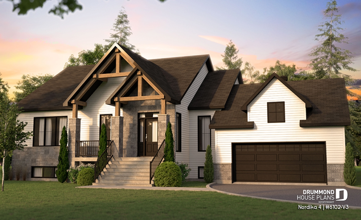 front - BASE MODEL - Nordic Craftsman Home Plan – 3 Bedrooms on One Level, Perfect for Families - Nordika 4